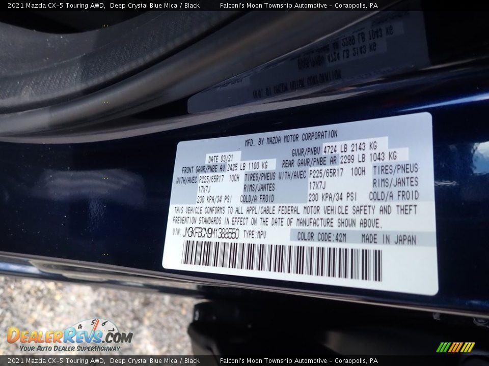 2021 Mazda CX-5 Touring AWD Deep Crystal Blue Mica / Black Photo #11