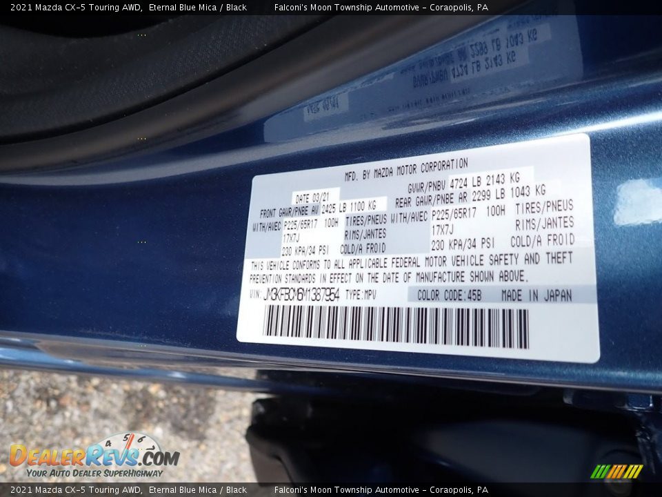 2021 Mazda CX-5 Touring AWD Eternal Blue Mica / Black Photo #11