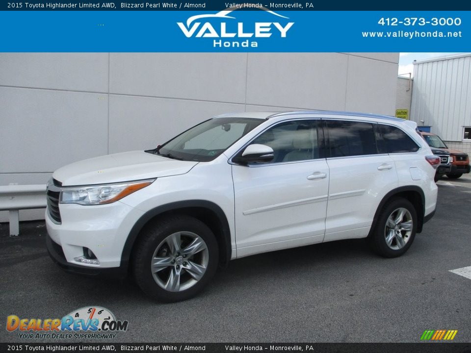 2015 Toyota Highlander Limited AWD Blizzard Pearl White / Almond Photo #1