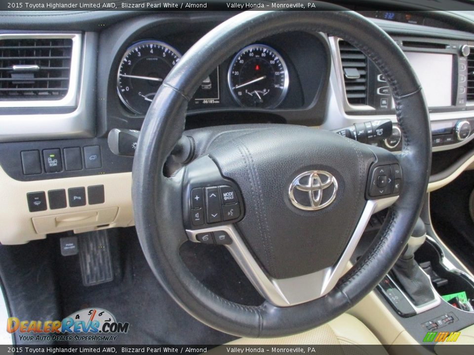 2015 Toyota Highlander Limited AWD Blizzard Pearl White / Almond Photo #14