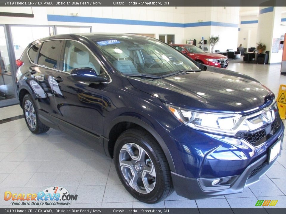 2019 Honda CR-V EX AWD Obsidian Blue Pearl / Ivory Photo #3