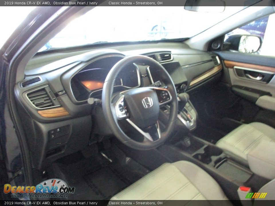 2019 Honda CR-V EX AWD Obsidian Blue Pearl / Ivory Photo #27