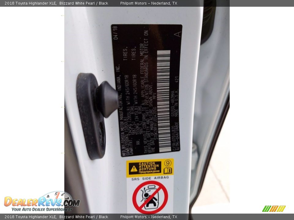 2018 Toyota Highlander XLE Blizzard White Pearl / Black Photo #30