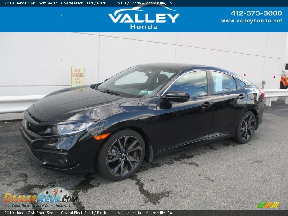 2019 Honda Civic Sport Sedan Crystal Black Pearl / Black Photo #1