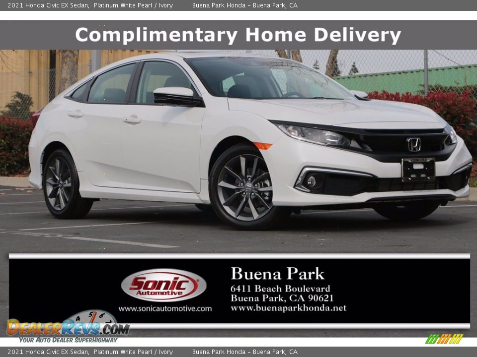 2021 Honda Civic EX Sedan Platinum White Pearl / Ivory Photo #1