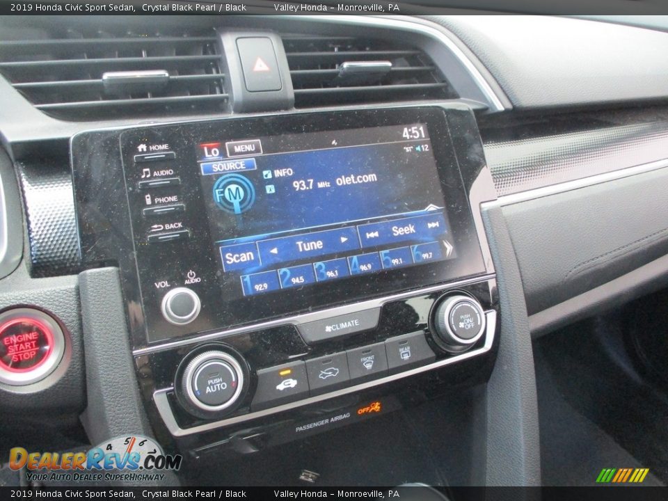 2019 Honda Civic Sport Sedan Crystal Black Pearl / Black Photo #13