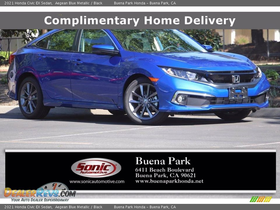 2021 Honda Civic EX Sedan Aegean Blue Metallic / Black Photo #1