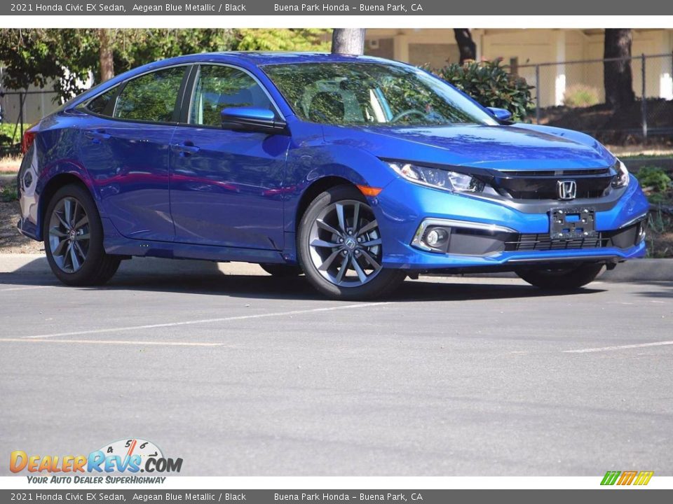 2021 Honda Civic EX Sedan Aegean Blue Metallic / Black Photo #2