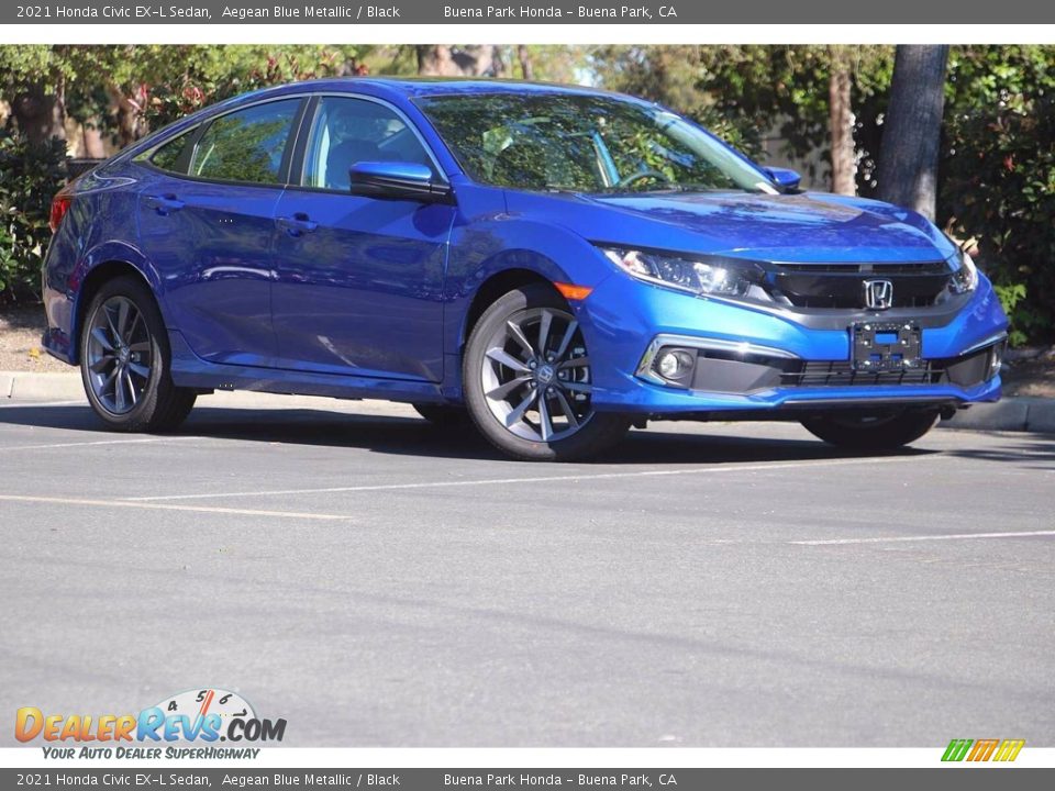 2021 Honda Civic EX-L Sedan Aegean Blue Metallic / Black Photo #2