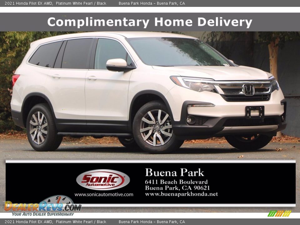 2021 Honda Pilot EX AWD Platinum White Pearl / Black Photo #1