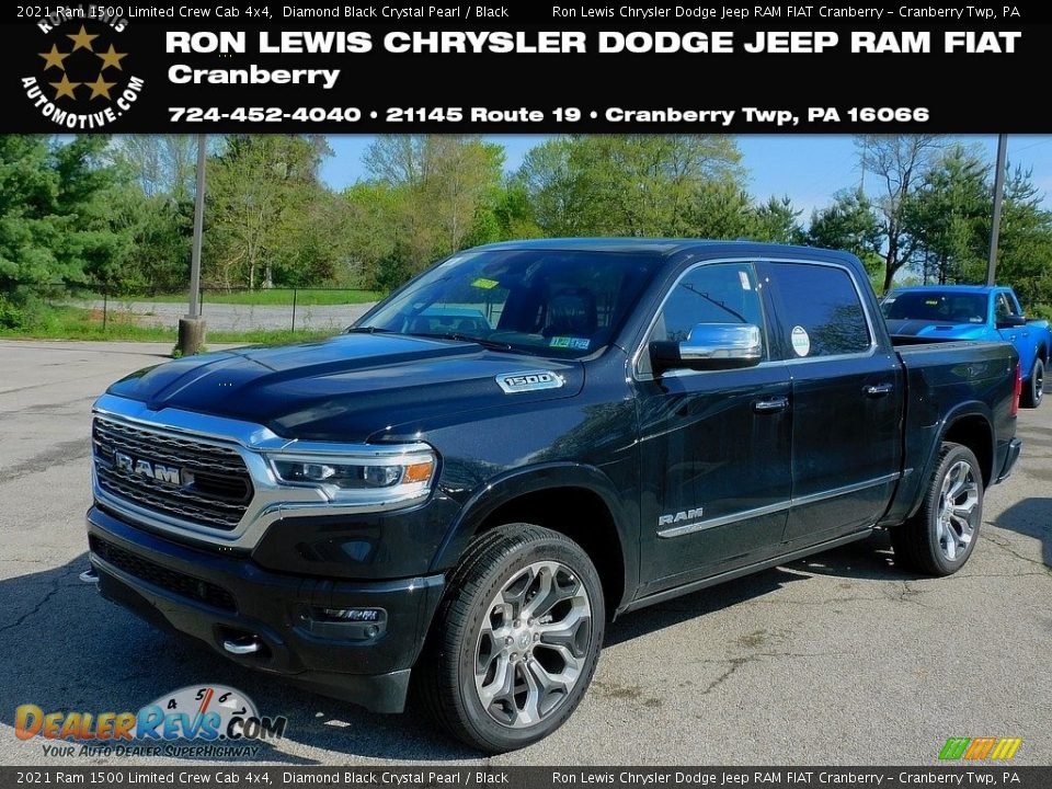 2021 Ram 1500 Limited Crew Cab 4x4 Diamond Black Crystal Pearl / Black Photo #1