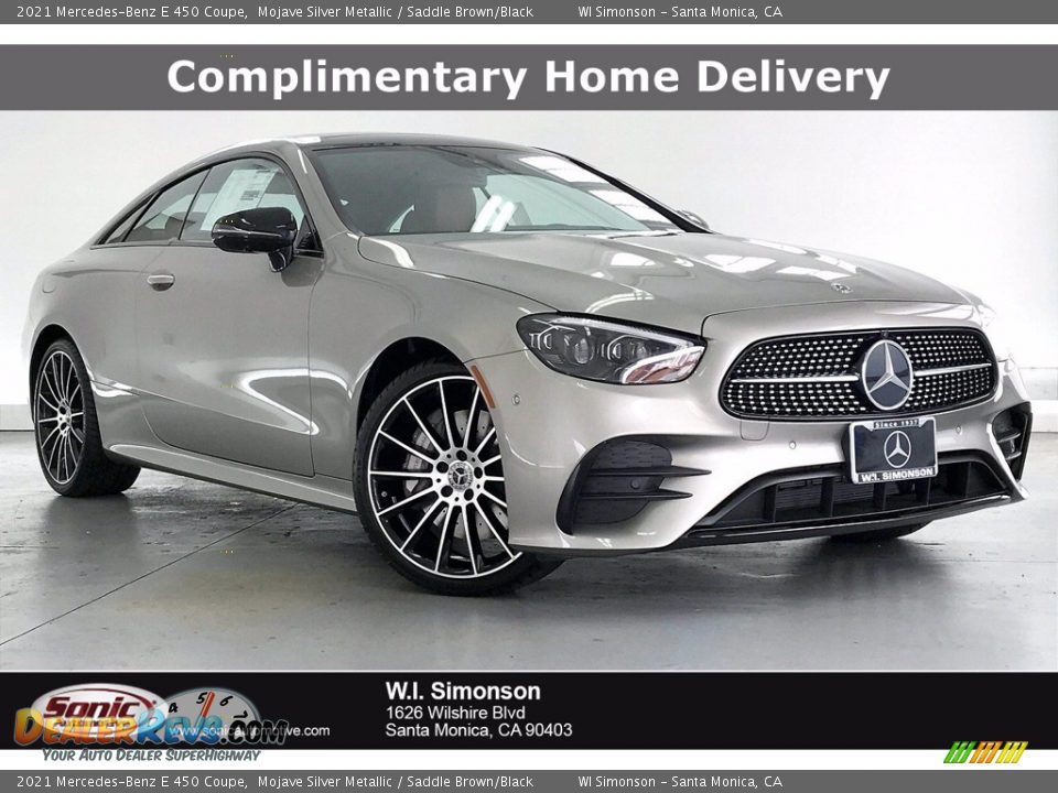 2021 Mercedes-Benz E 450 Coupe Mojave Silver Metallic / Saddle Brown/Black Photo #1