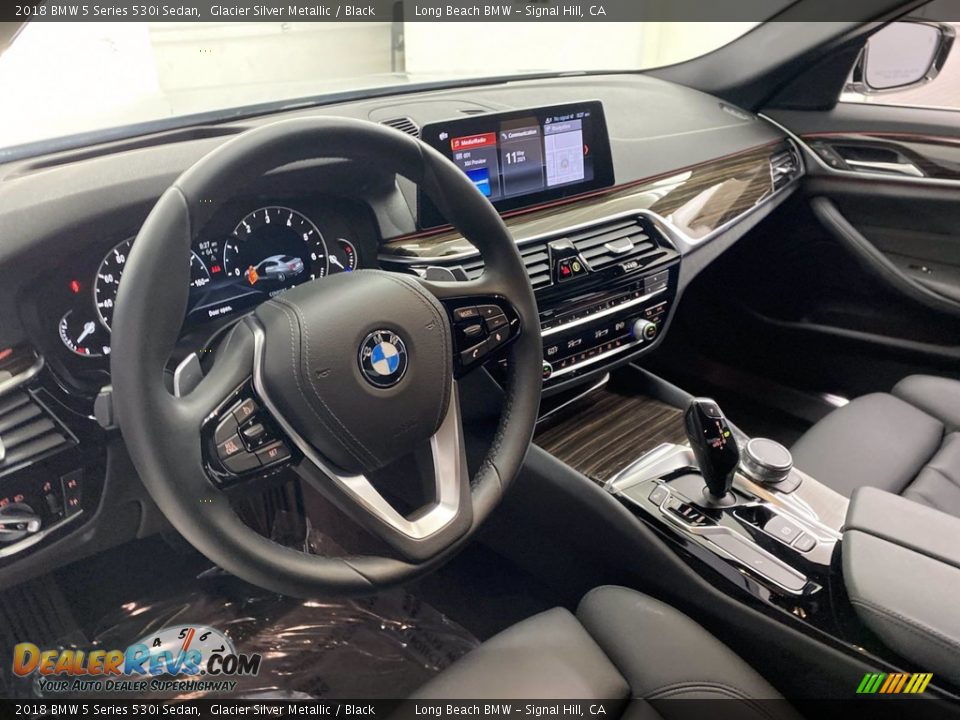 2018 BMW 5 Series 530i Sedan Glacier Silver Metallic / Black Photo #16