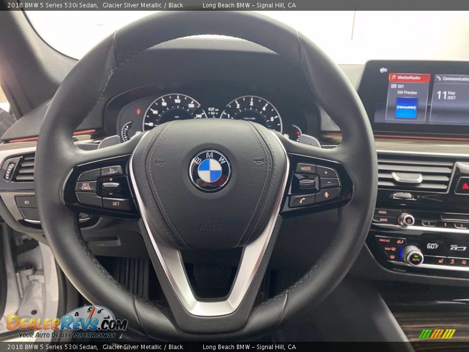 2018 BMW 5 Series 530i Sedan Glacier Silver Metallic / Black Photo #18