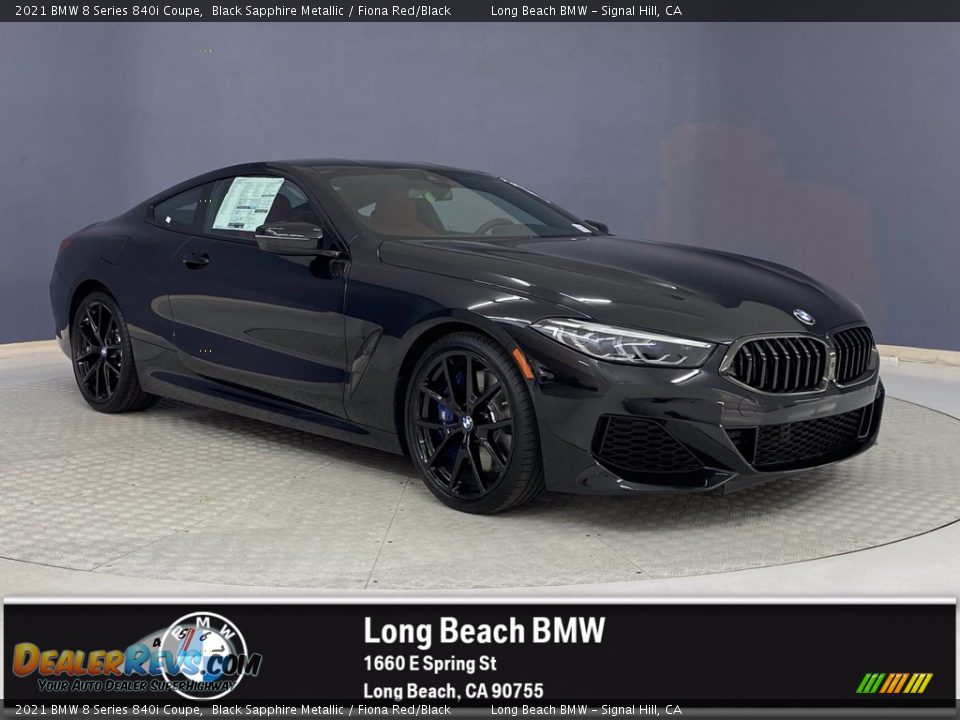 2021 BMW 8 Series 840i Coupe Black Sapphire Metallic / Fiona Red/Black Photo #1