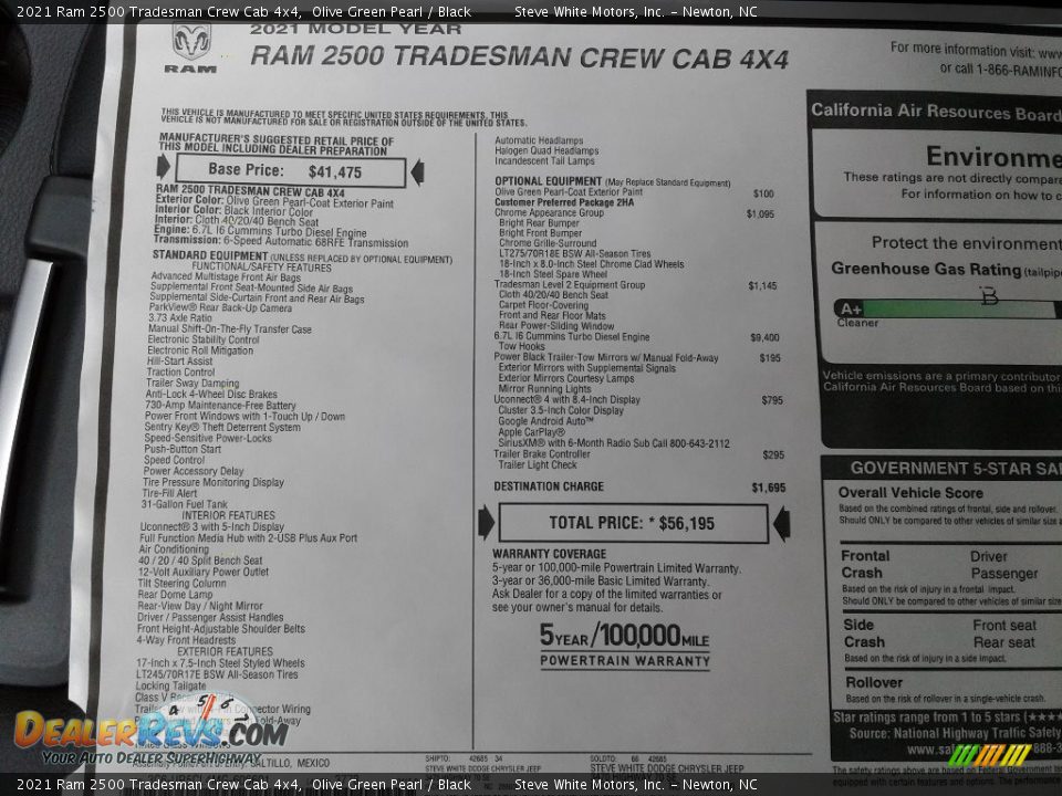 2021 Ram 2500 Tradesman Crew Cab 4x4 Olive Green Pearl / Black Photo #26