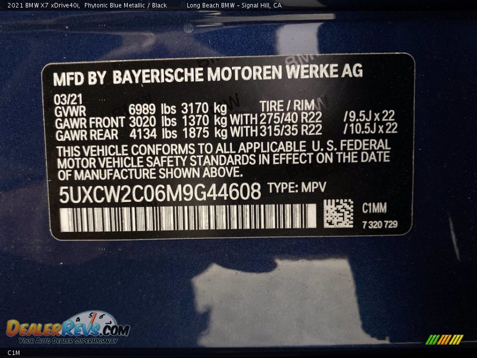 BMW Color Code C1M Phytonic Blue Metallic