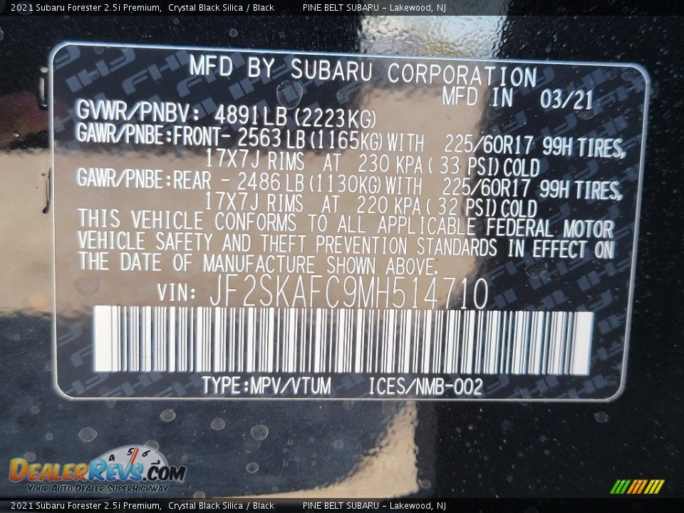 2021 Subaru Forester 2.5i Premium Crystal Black Silica / Black Photo #14