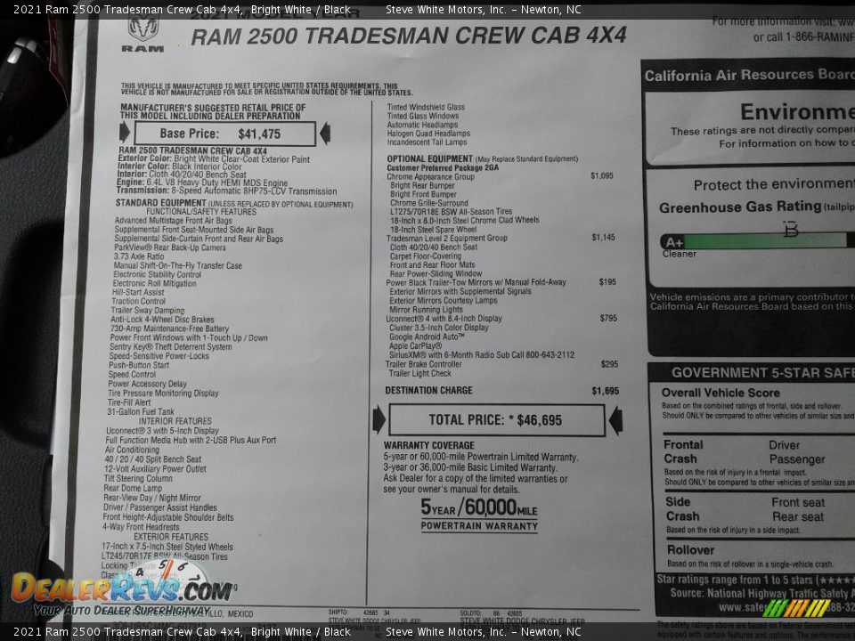 2021 Ram 2500 Tradesman Crew Cab 4x4 Bright White / Black Photo #26