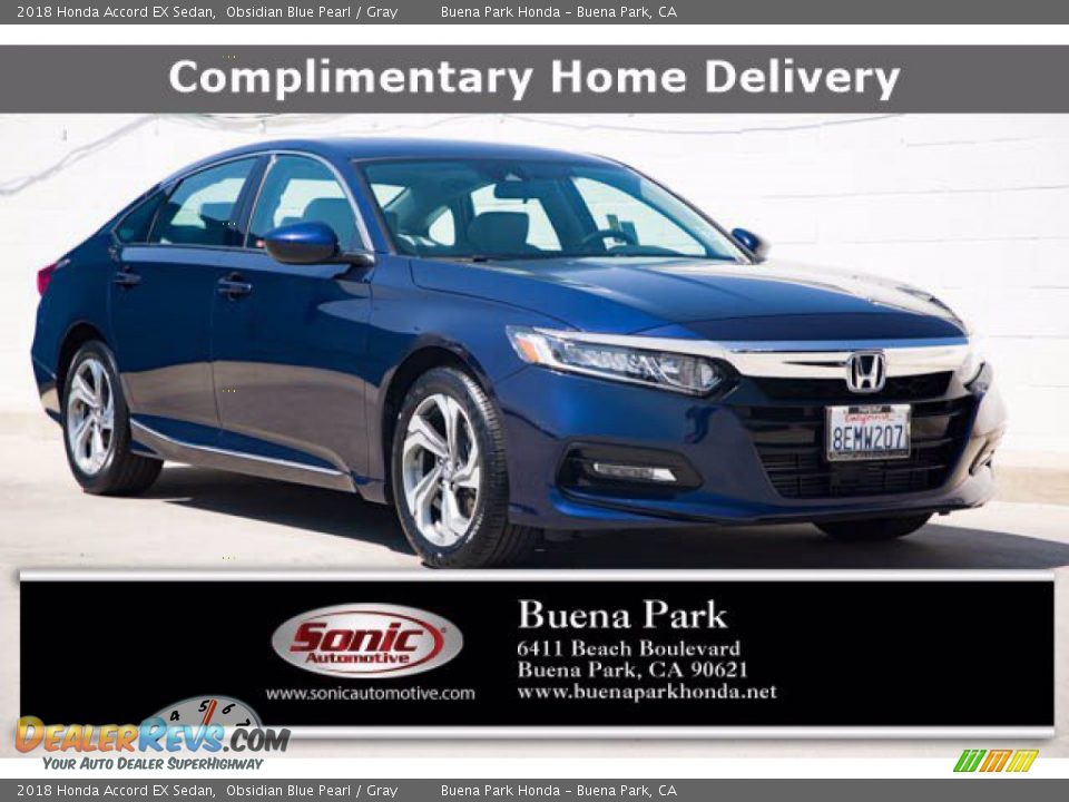 2018 Honda Accord EX Sedan Obsidian Blue Pearl / Gray Photo #1