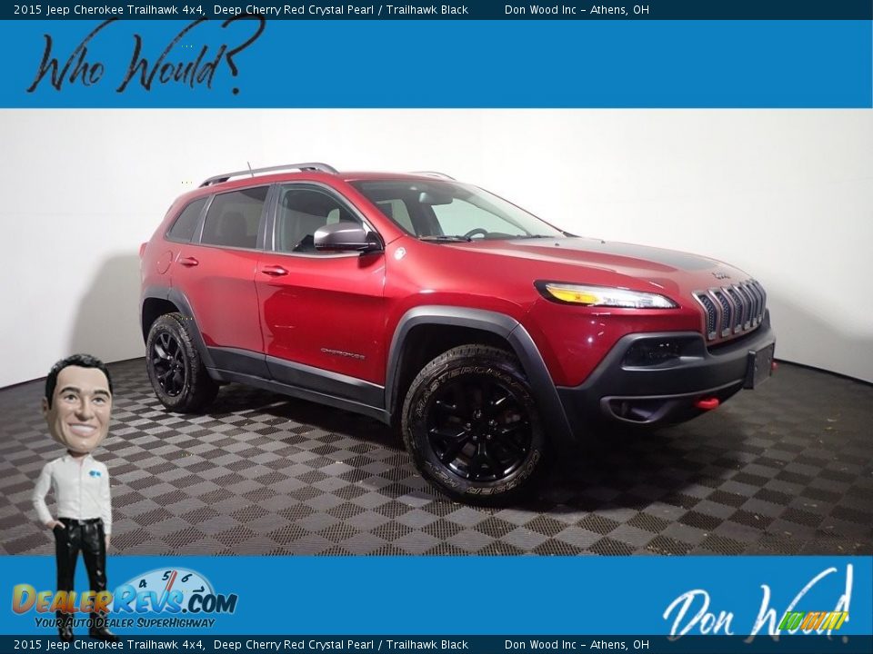 2015 Jeep Cherokee Trailhawk 4x4 Deep Cherry Red Crystal Pearl / Trailhawk Black Photo #1