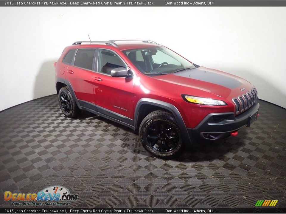 2015 Jeep Cherokee Trailhawk 4x4 Deep Cherry Red Crystal Pearl / Trailhawk Black Photo #3