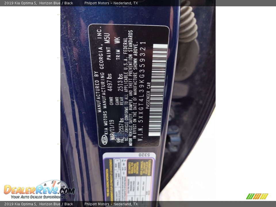 2019 Kia Optima S Horizon Blue / Black Photo #30