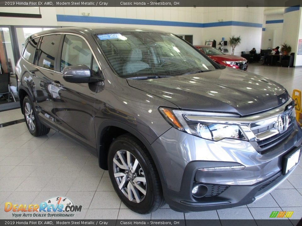 2019 Honda Pilot EX AWD Modern Steel Metallic / Gray Photo #3