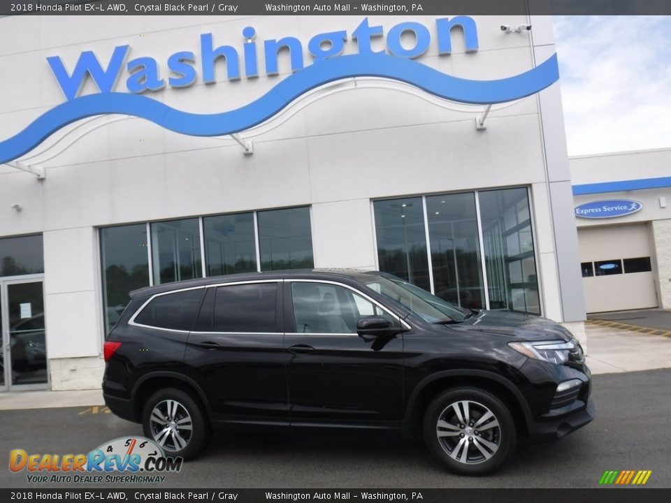 2018 Honda Pilot EX-L AWD Crystal Black Pearl / Gray Photo #2