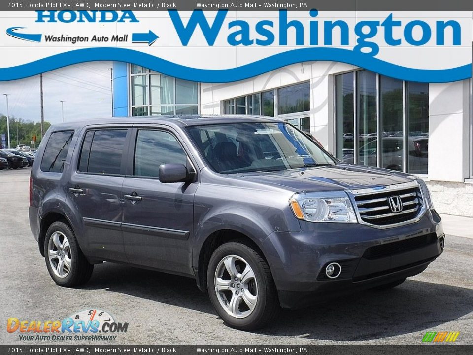 2015 Honda Pilot EX-L 4WD Modern Steel Metallic / Black Photo #1