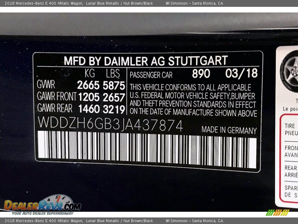 2018 Mercedes-Benz E 400 4Matic Wagon Lunar Blue Metallic / Nut Brown/Black Photo #33