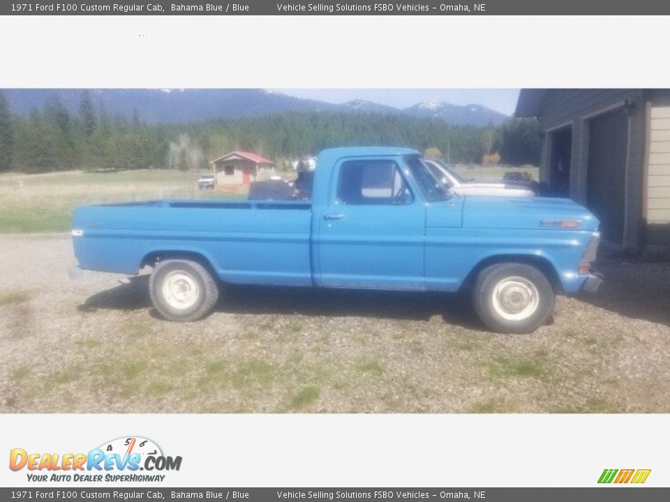 Bahama Blue 1971 Ford F100 Custom Regular Cab Photo #2