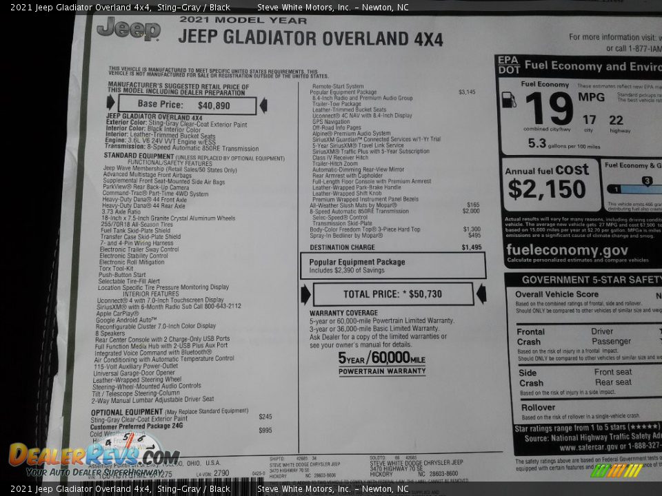2021 Jeep Gladiator Overland 4x4 Sting-Gray / Black Photo #28