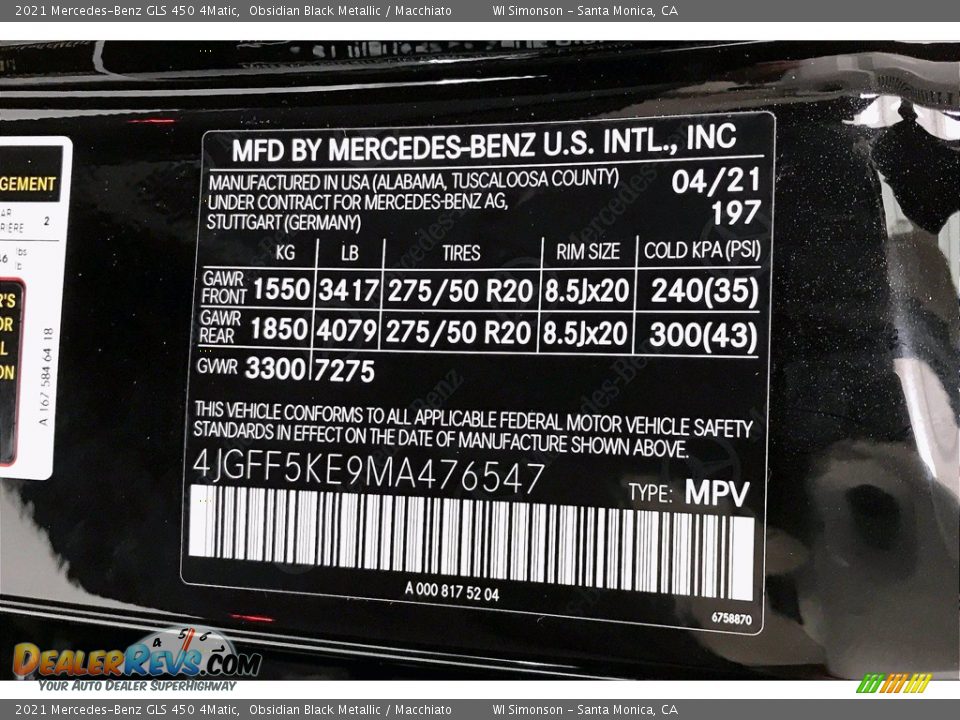 2021 Mercedes-Benz GLS 450 4Matic Obsidian Black Metallic / Macchiato Photo #11