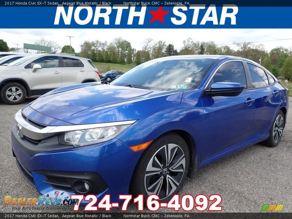 2017 Honda Civic EX-T Sedan Aegean Blue Metallic / Black Photo #1