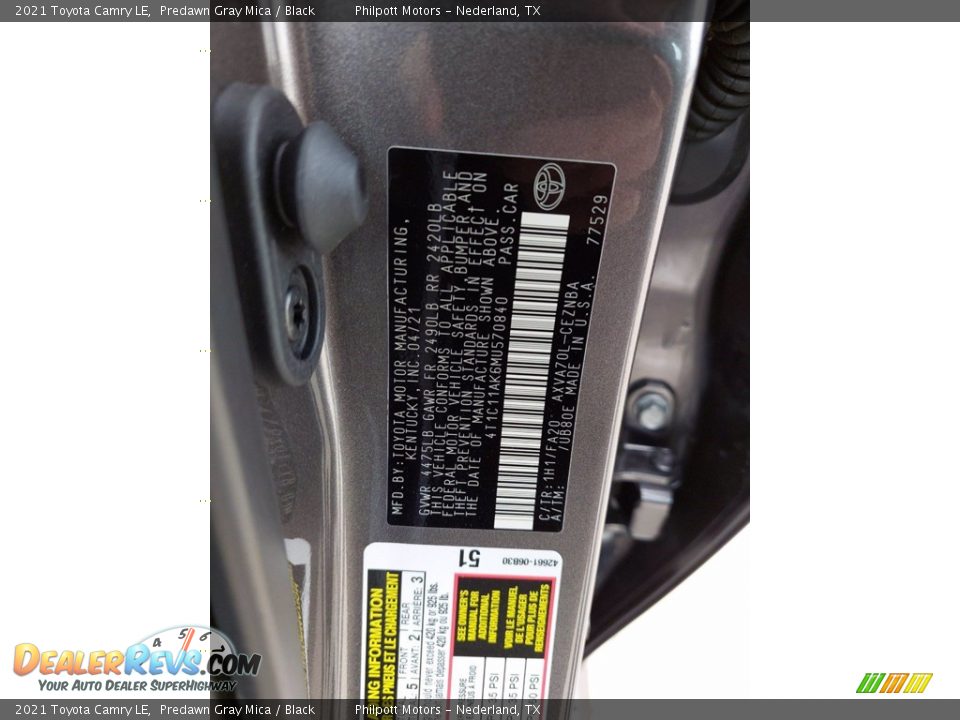 2021 Toyota Camry LE Predawn Gray Mica / Black Photo #25