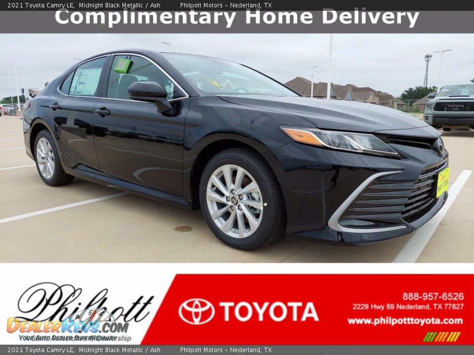 2021 Toyota Camry LE Midnight Black Metallic / Ash Photo #1