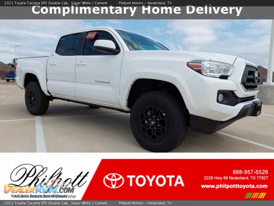 2021 Toyota Tacoma SR5 Double Cab Super White / Cement Photo #1