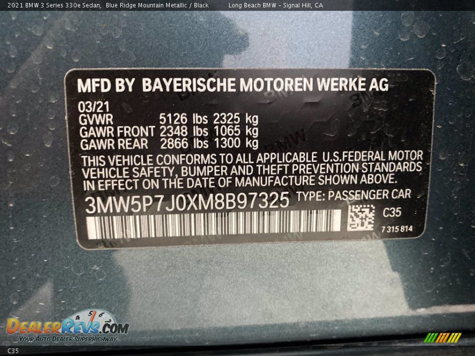 BMW Color Code C35 Blue Ridge Mountain Metallic