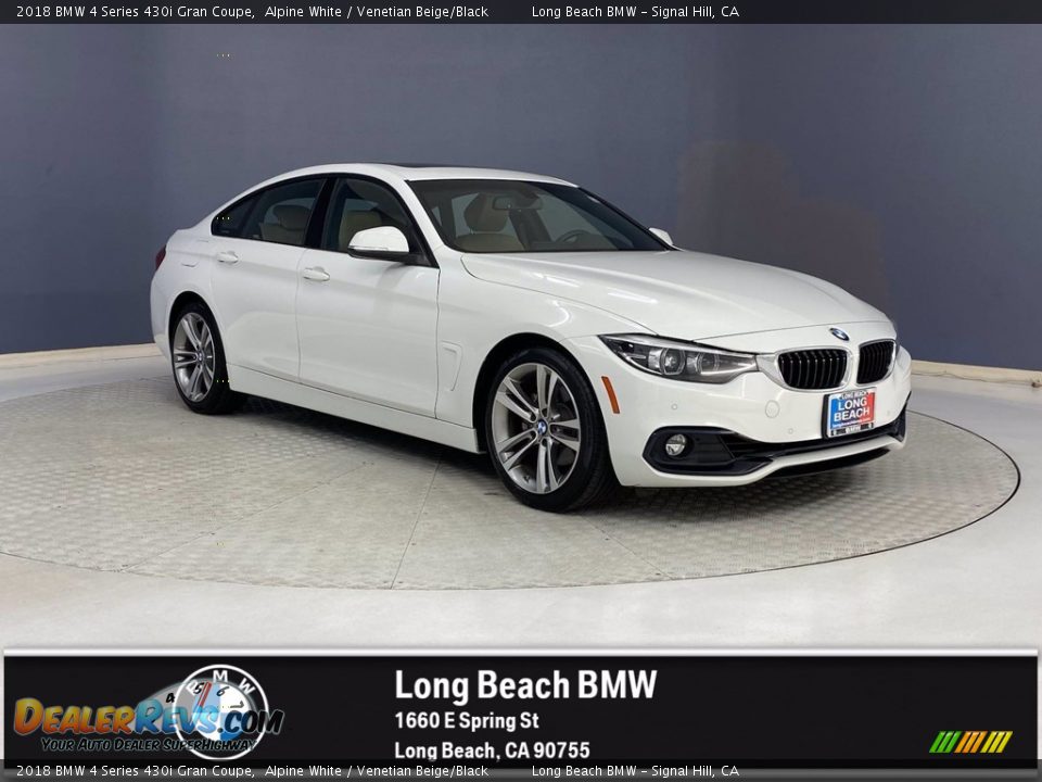 2018 BMW 4 Series 430i Gran Coupe Alpine White / Venetian Beige/Black Photo #1