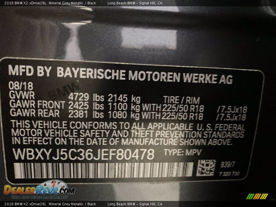 2018 BMW X2 xDrive28i Mineral Grey Metallic / Black Photo #36