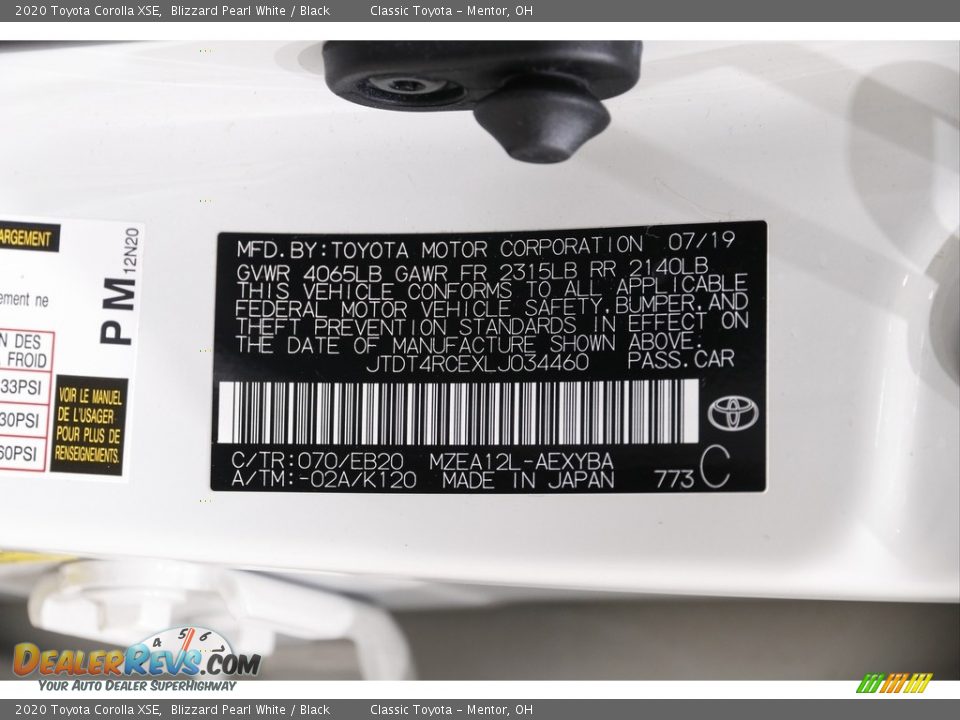 2020 Toyota Corolla XSE Blizzard Pearl White / Black Photo #21