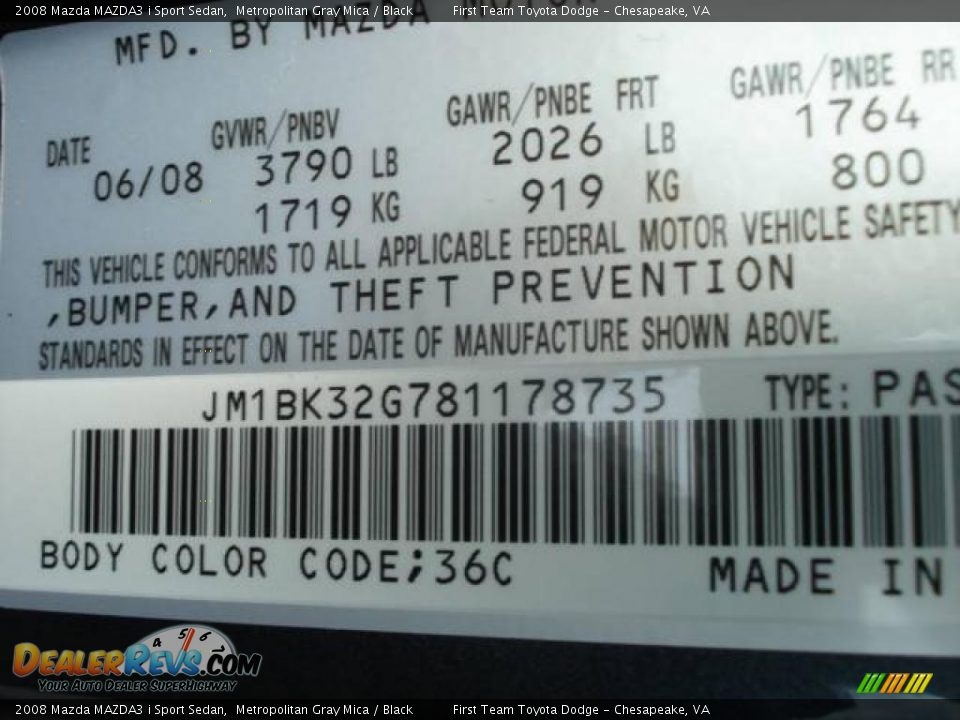 2008 Mazda MAZDA3 i Sport Sedan Metropolitan Gray Mica / Black Photo #18