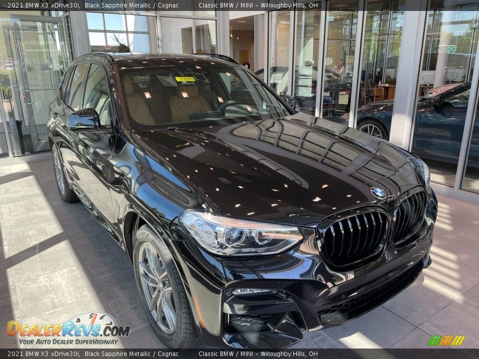 2021 BMW X3 xDrive30i Black Sapphire Metallic / Cognac Photo #1