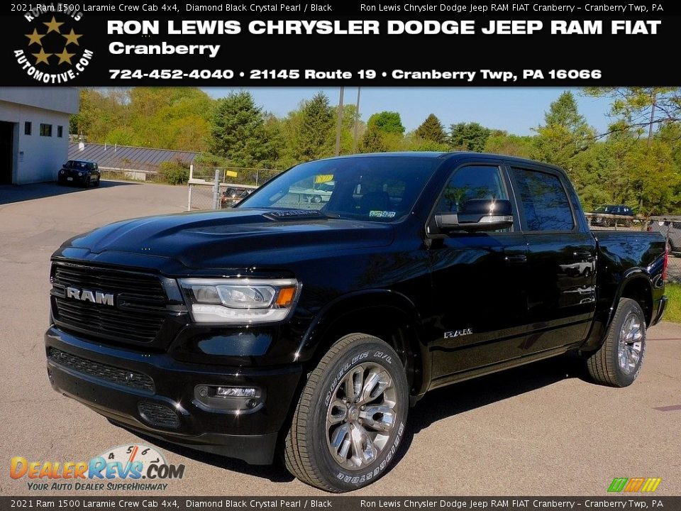 2021 Ram 1500 Laramie Crew Cab 4x4 Diamond Black Crystal Pearl / Black Photo #1