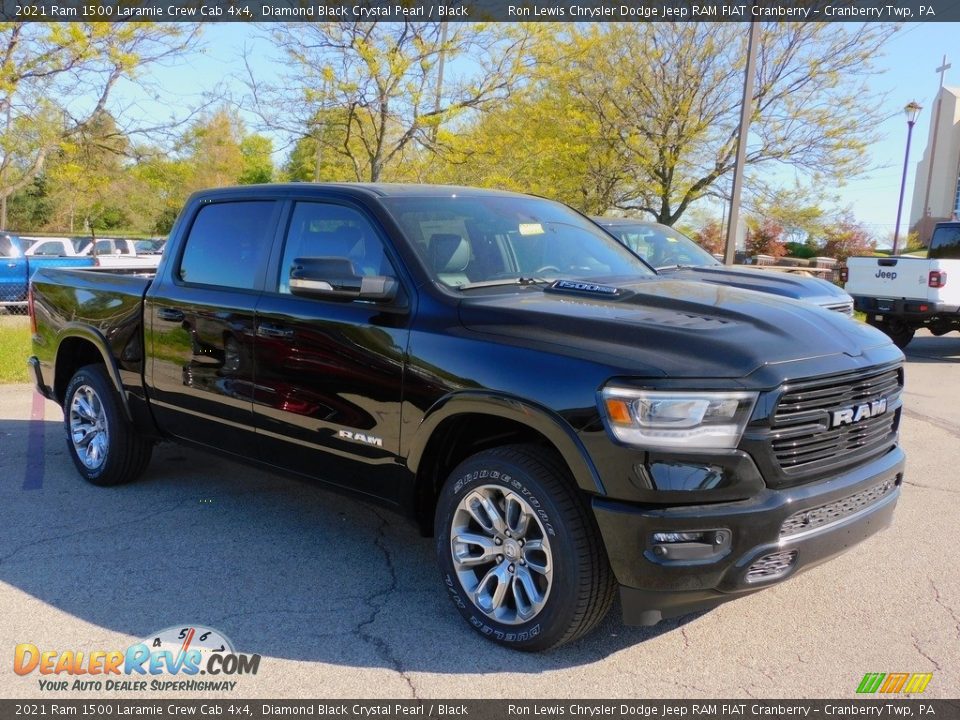 2021 Ram 1500 Laramie Crew Cab 4x4 Diamond Black Crystal Pearl / Black Photo #3