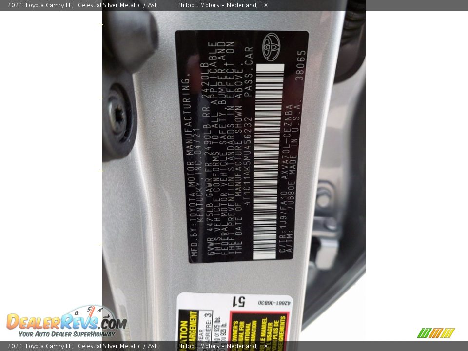 2021 Toyota Camry LE Celestial Silver Metallic / Ash Photo #25