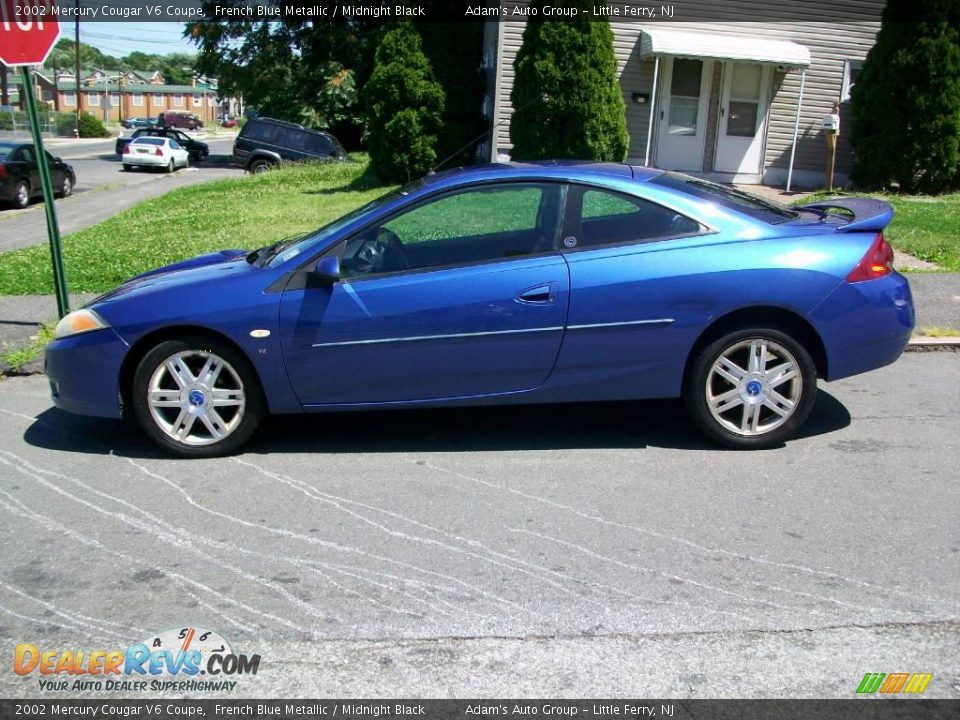 2002 Mercury Cougar V6 Coupe French Blue Metallic / Midnight Black Photo #2