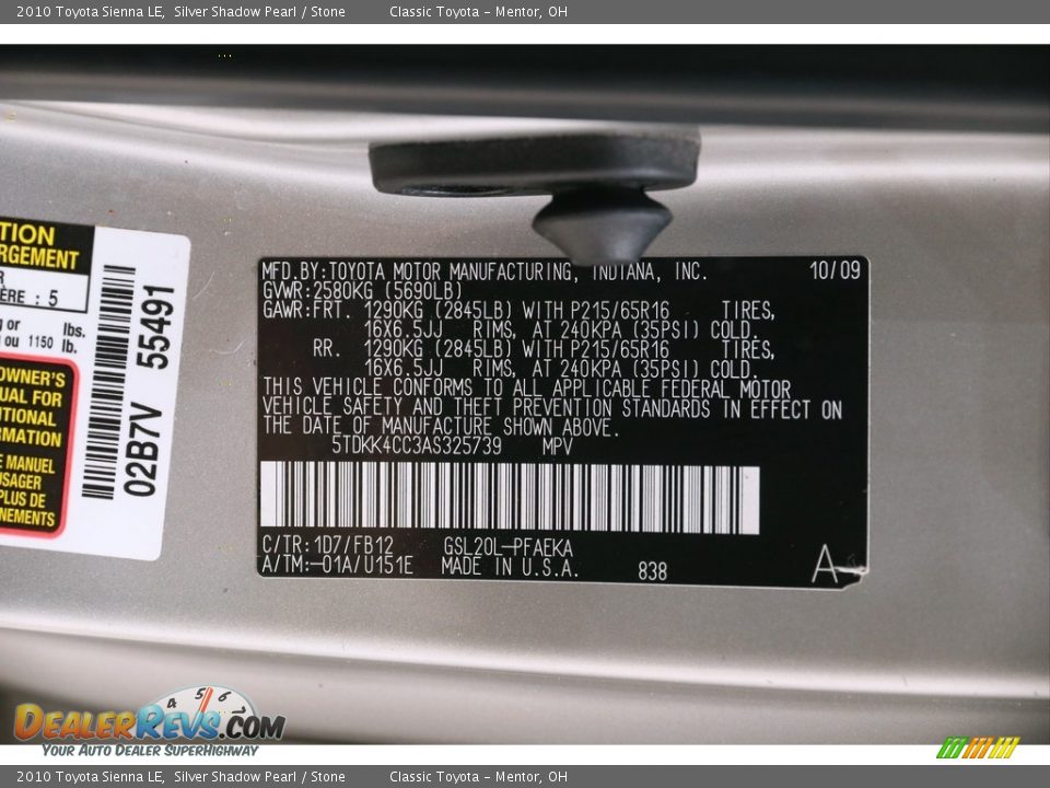 2010 Toyota Sienna LE Silver Shadow Pearl / Stone Photo #21