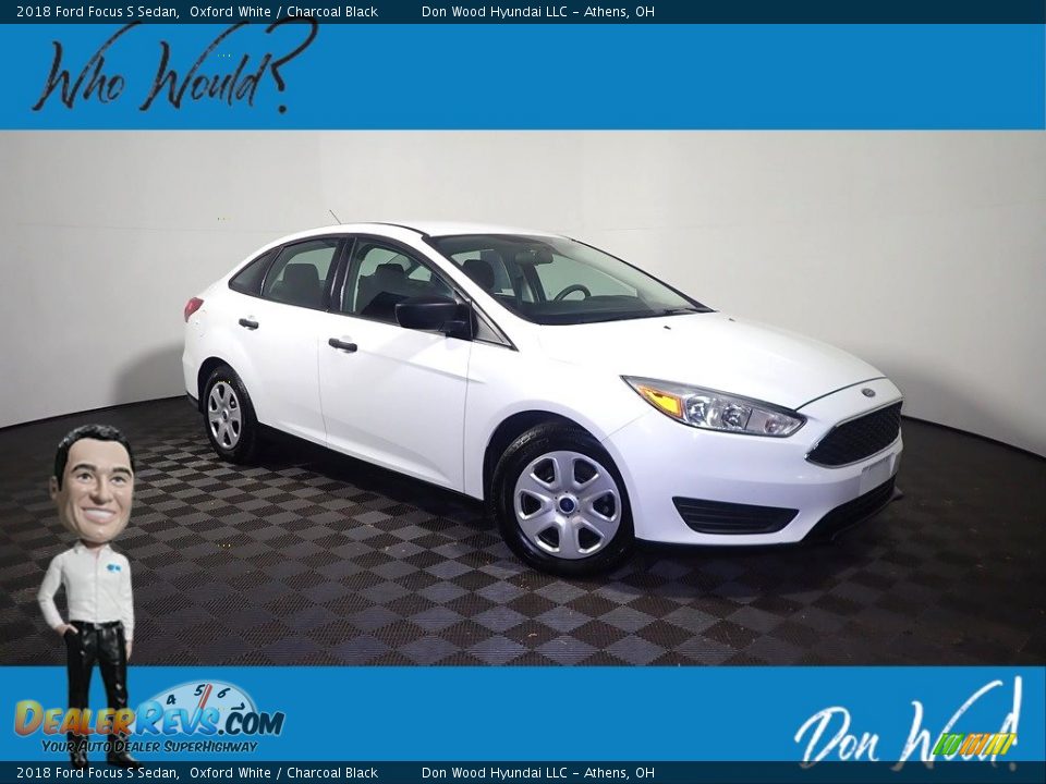 2018 Ford Focus S Sedan Oxford White / Charcoal Black Photo #1